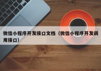 微信小程序开发接口文档（微信小程序开发调用接口）