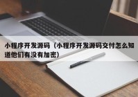 小程序开发源码（小程序开发源码交付怎么知道他们有没有加密）