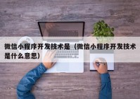 微信小程序开发技术是（微信小程序开发技术是什么意思）