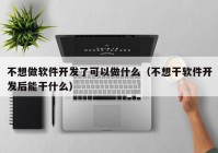 不想做软件开发了可以做什么（不想干软件开发后能干什么）